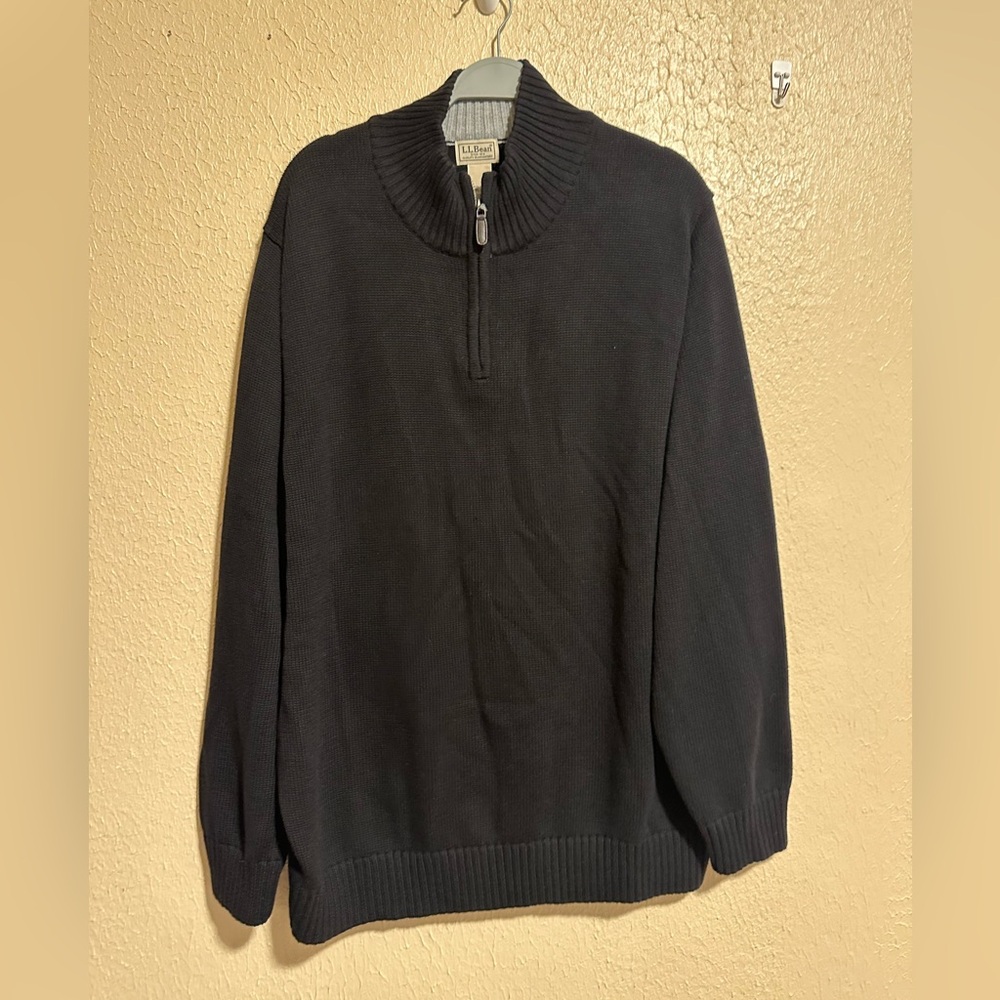 L.L. Bean Quarter Zip Pullover Sweater Size XXL Black